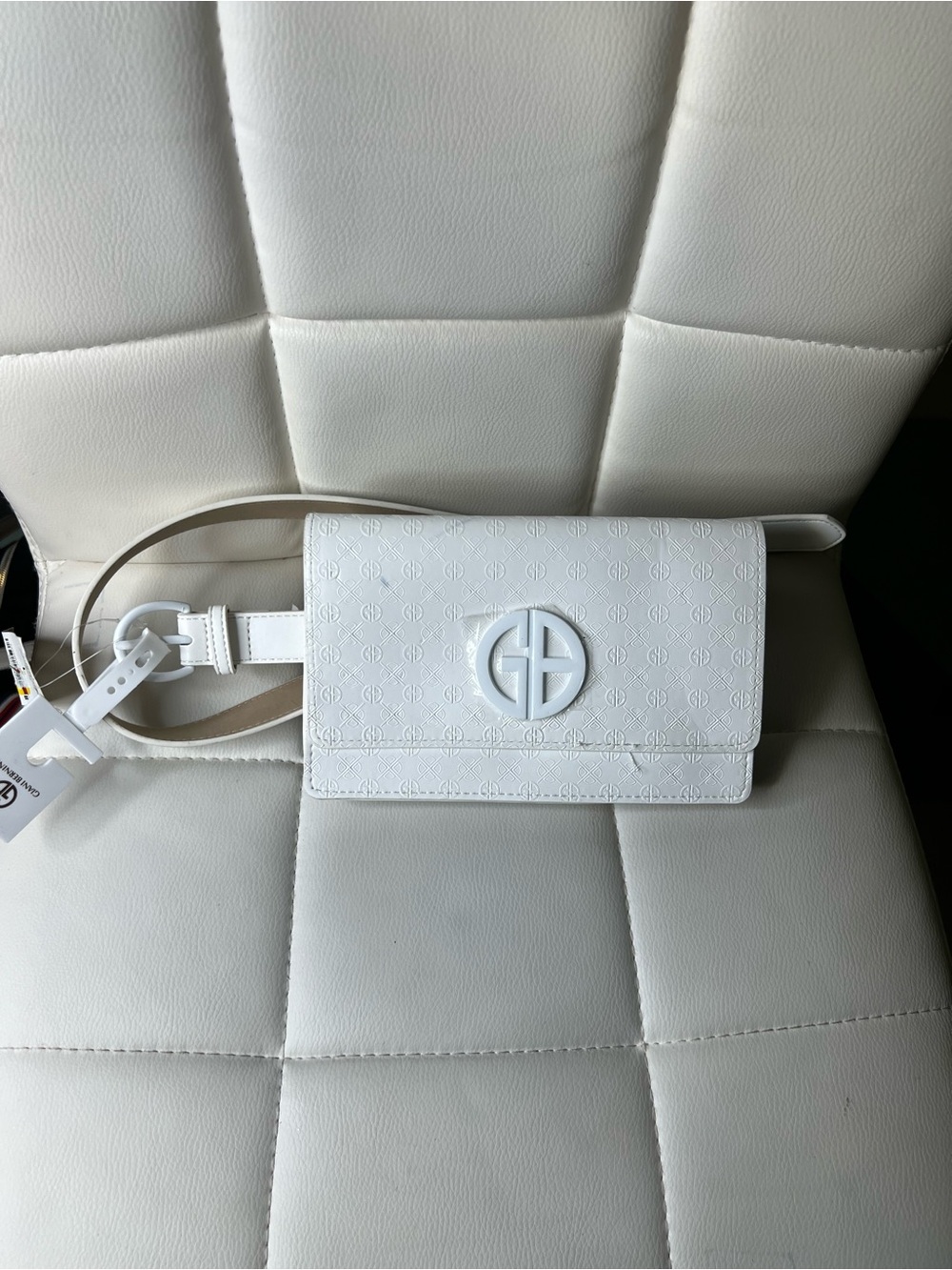 Gianni Bini White Embossed Logo hip/crossbody Belt Bag
